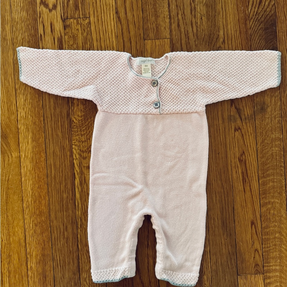 Angel Dear Pink and Gray Knit Romper, Baby Girl, 3-6 Months